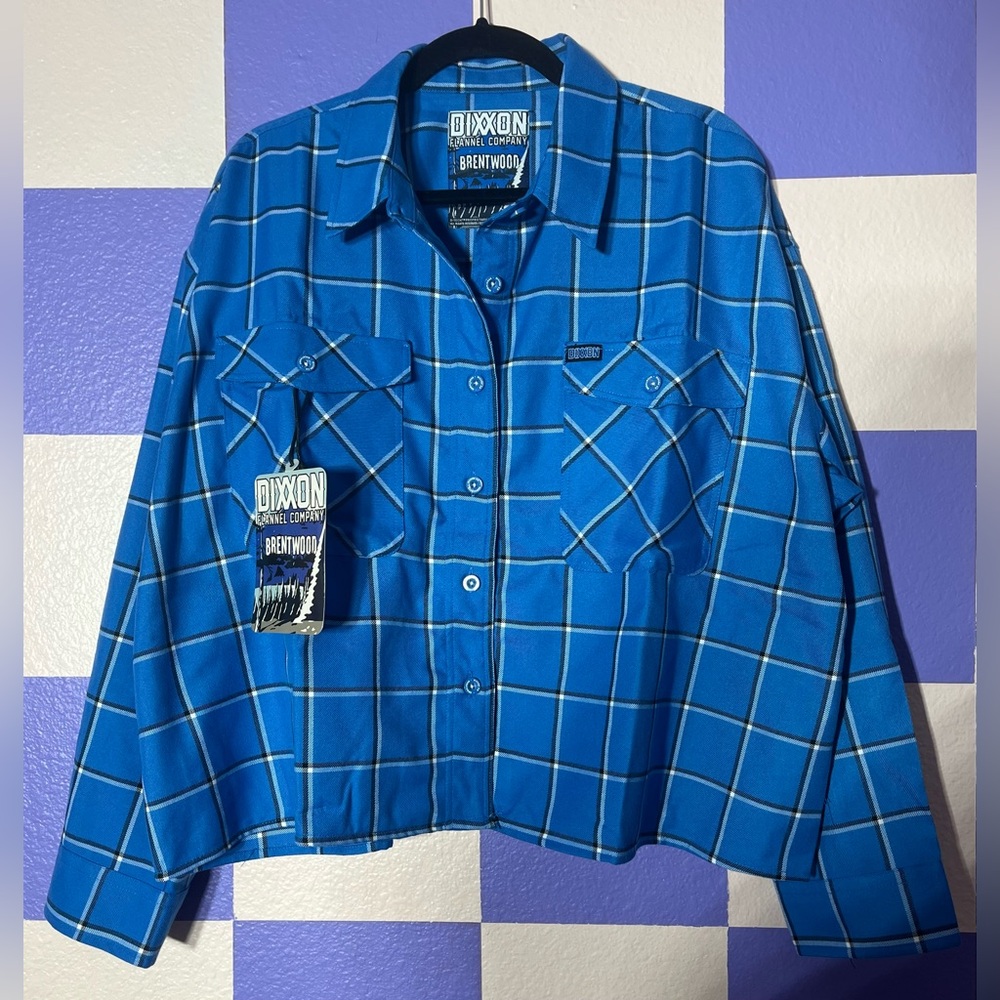 NWT Dixxon Brentwood Blue Cropped Flannel - Size 2X